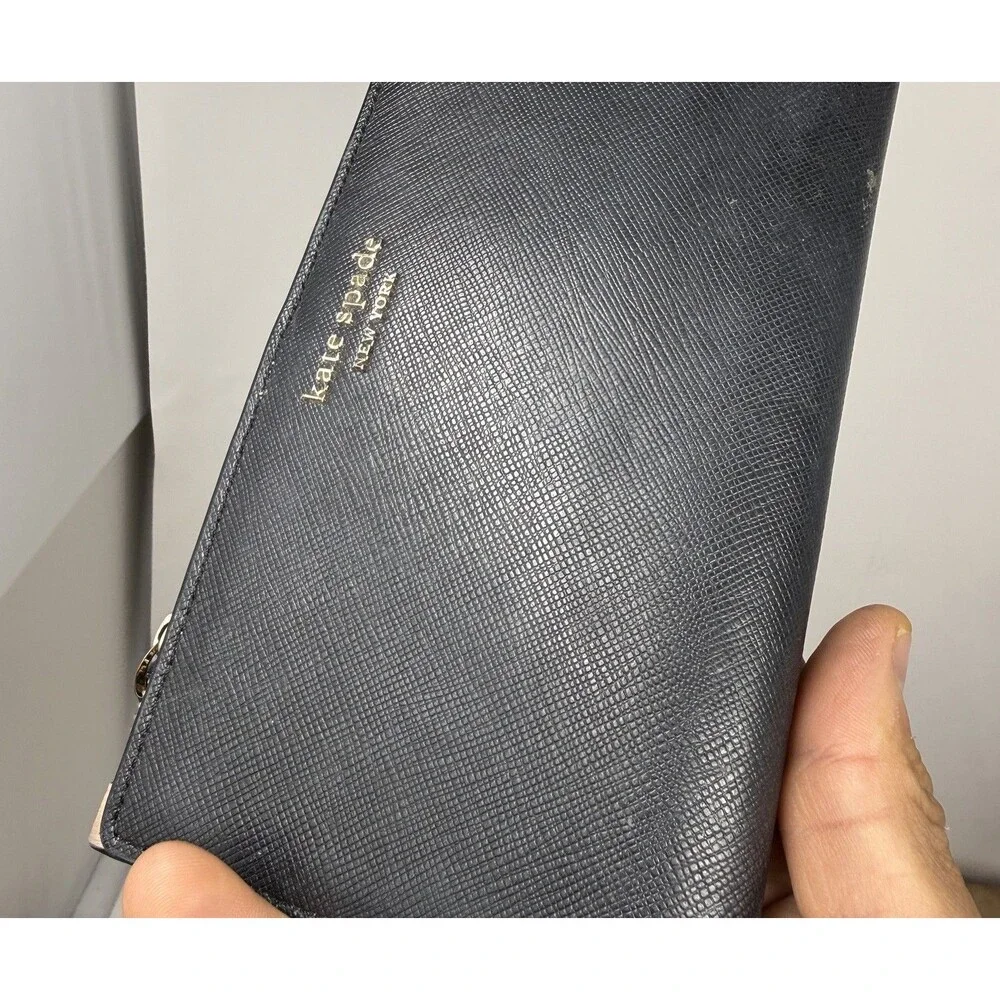 Kate Spade New York Black Wallet w/ Snap & Zip Pocket, Folding, Logo, Cards 4x8”